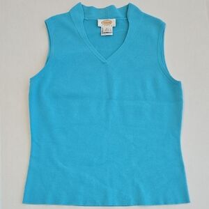 Talbots Petites Sleeveless Blue Knit Top - Size M - Vintage NWT